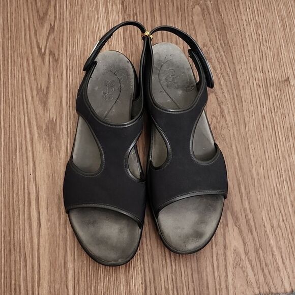 SAS Black Tripad Comfort Sandals Sling Back Open Toe 9.5 - Picture 1 of 8
